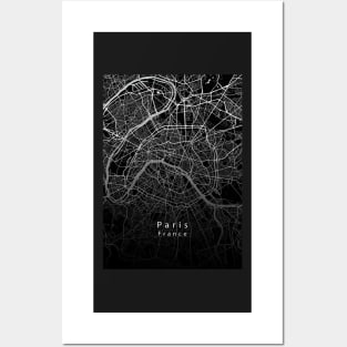 Paris France City Map dark Posters and Art